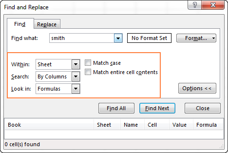 How to search within an excel spreadsheet